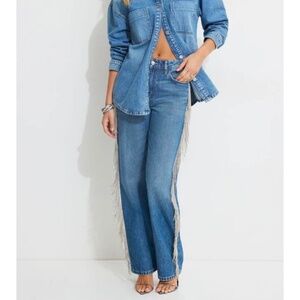 High waisted Fringe jeans